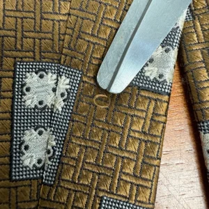 Hickey Freeman Silk Tie Brown Gold Geometric Hand Folded Italian Silk USA – photo 5