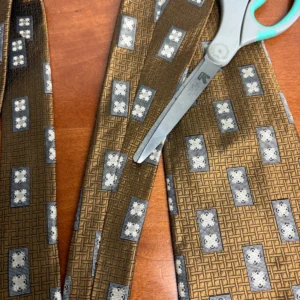 Hickey Freeman Silk Tie Brown Gold Geometric Hand Folded Italian Silk USA – photo 6
