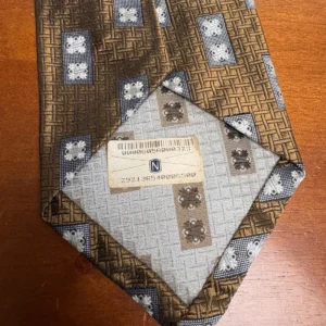 Hickey Freeman Silk Tie Brown Gold Geometric Hand Folded Italian Silk USA – photo 9