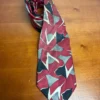 Screenplay by Martin Wong Silk Tie Red Abstract Geometric Vintage Men's Necktie