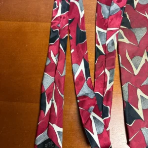Screenplay by Martin Wong Silk Tie Red Abstract Geometric Vintage Men's Necktie – photo 10
