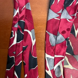 Screenplay by Martin Wong Silk Tie Red Abstract Geometric Vintage Men's Necktie – photo 11