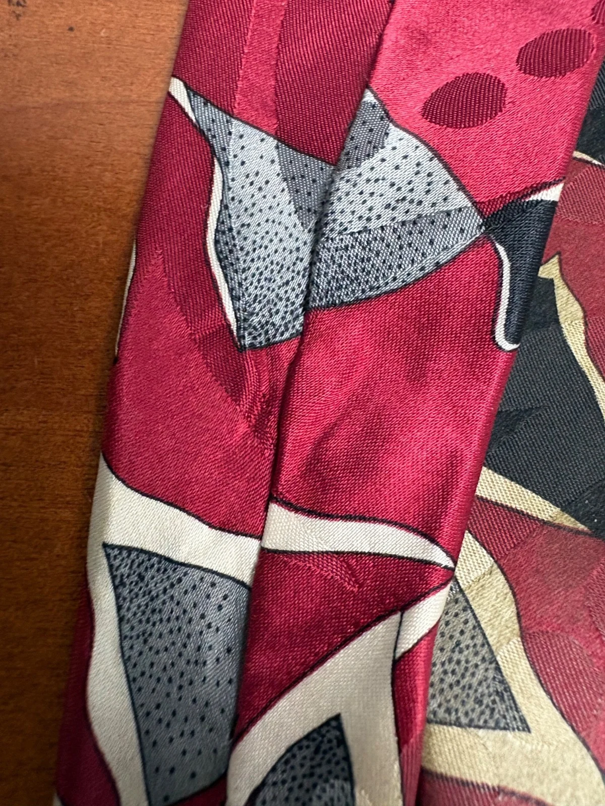 Screenplay by Martin Wong Silk Tie Red Abstract Geometric Vintage Men's Necktie – photo 12