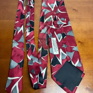 Screenplay by Martin Wong Silk Tie Red Abstract Geometric Vintage Men's Necktie – photo 13