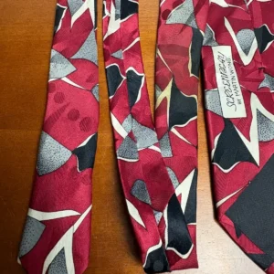 Screenplay by Martin Wong Silk Tie Red Abstract Geometric Vintage Men's Necktie – photo 15