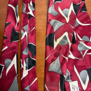 Screenplay by Martin Wong Silk Tie Red Abstract Geometric Vintage Men's Necktie – photo 16