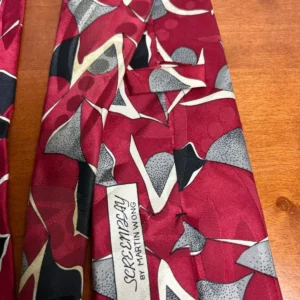 Screenplay by Martin Wong Silk Tie Red Abstract Geometric Vintage Men's Necktie – photo 17