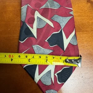 Screenplay by Martin Wong Silk Tie Red Abstract Geometric Vintage Men's Necktie – photo 4