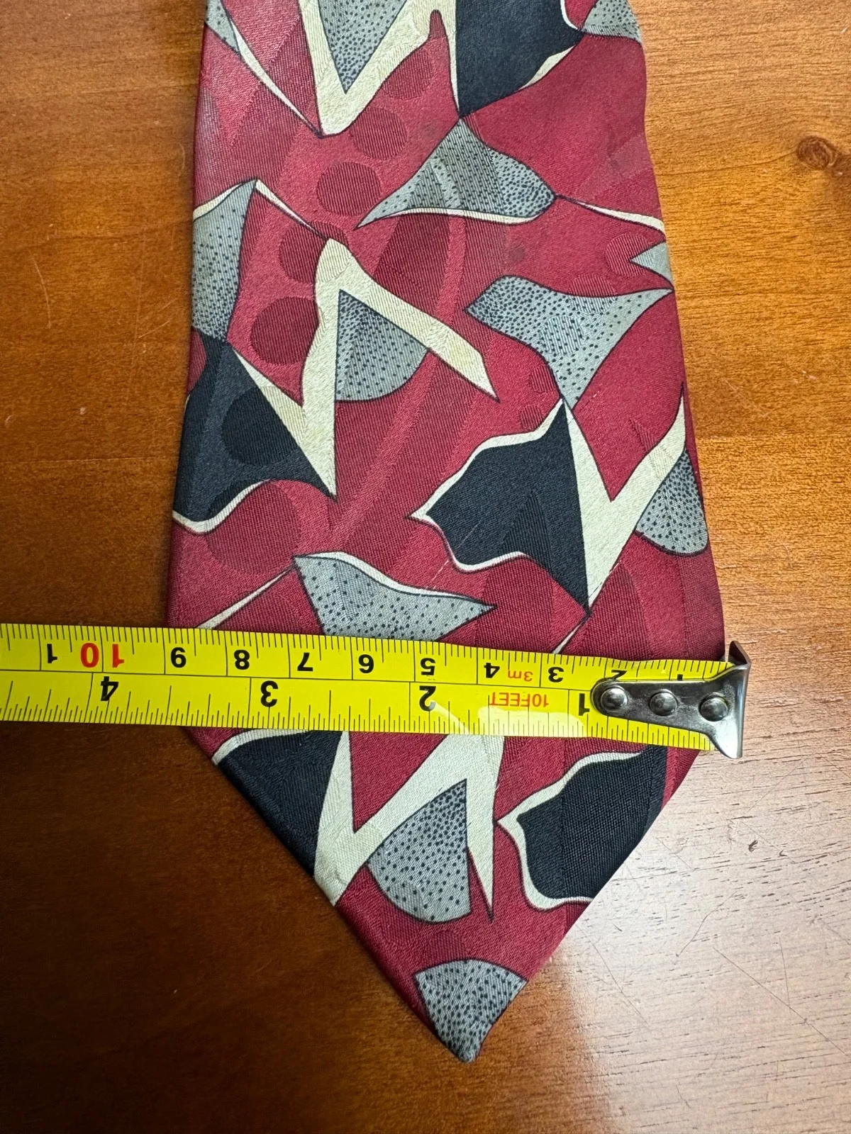 Screenplay by Martin Wong Silk Tie Red Abstract Geometric Vintage Men's Necktie – photo 4
