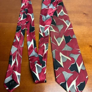 Screenplay by Martin Wong Silk Tie Red Abstract Geometric Vintage Men's Necktie – photo 7