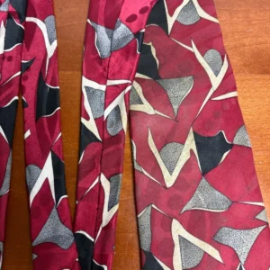 Screenplay by Martin Wong Silk Tie Red Abstract Geometric Vintage Men's Necktie – photo 9