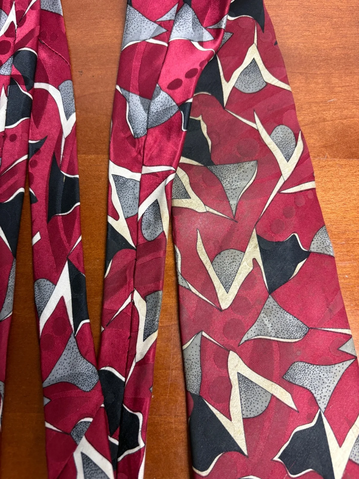 Screenplay by Martin Wong Silk Tie Red Abstract Geometric Vintage Men's Necktie – photo 9