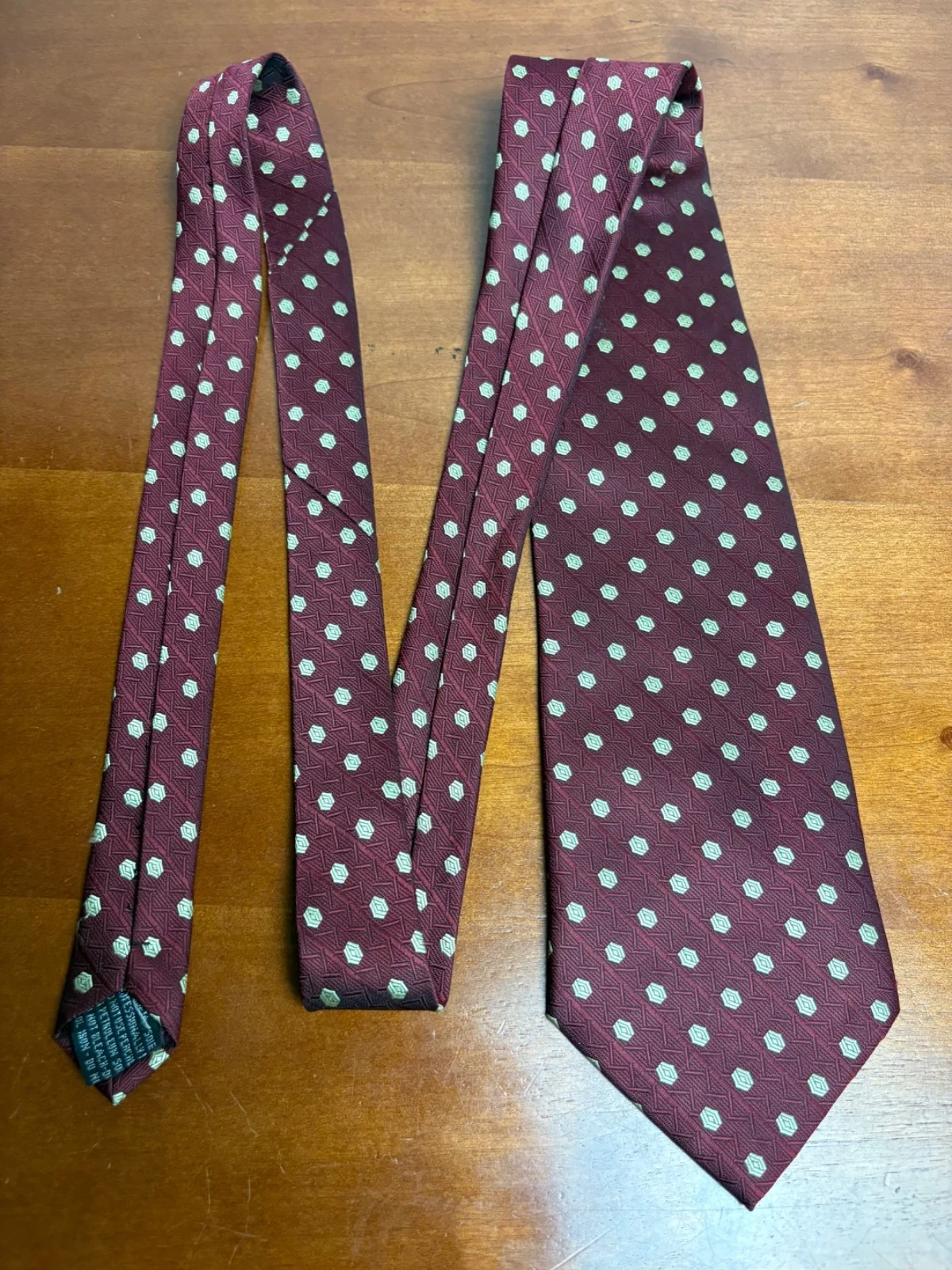 Gianni Versace Silk Tie Burgundy Red Geometric Pattern Made in Italy – photo 12