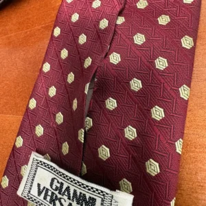 Gianni Versace Silk Tie Burgundy Red Geometric Pattern Made in Italy – photo 13