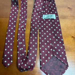 Gianni Versace Silk Tie Burgundy Red Geometric Pattern Made in Italy – photo 14