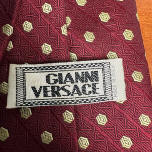 Gianni Versace Silk Tie Burgundy Red Geometric Pattern Made in Italy – photo 15