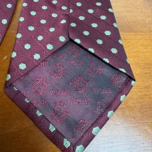 Gianni Versace Silk Tie Burgundy Red Geometric Pattern Made in Italy – photo 16