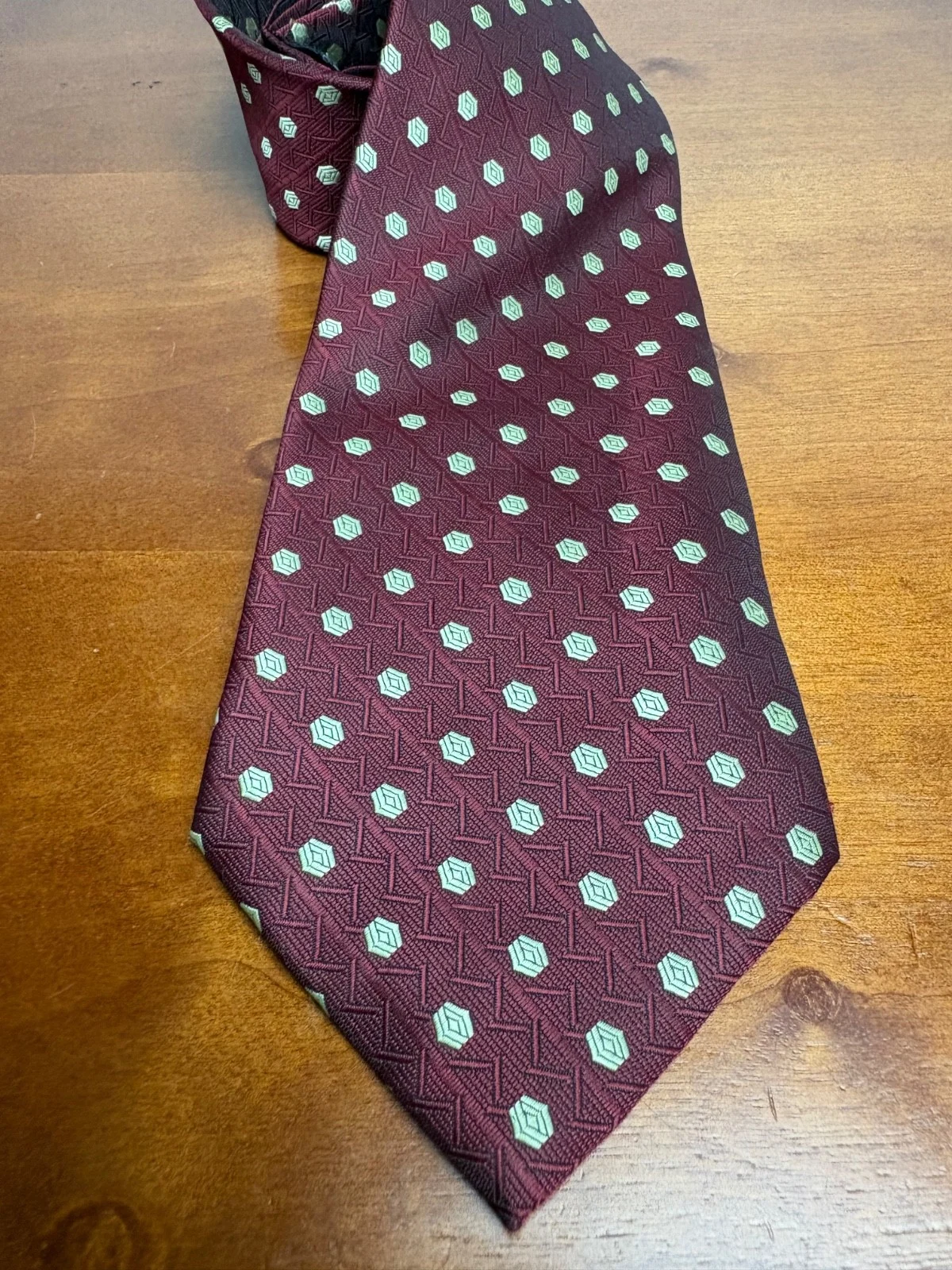 Gianni Versace Silk Tie Burgundy Red Geometric Pattern Made in Italy – photo 2