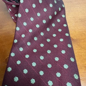 Gianni Versace Silk Tie Burgundy Red Geometric Pattern Made in Italy – photo 3