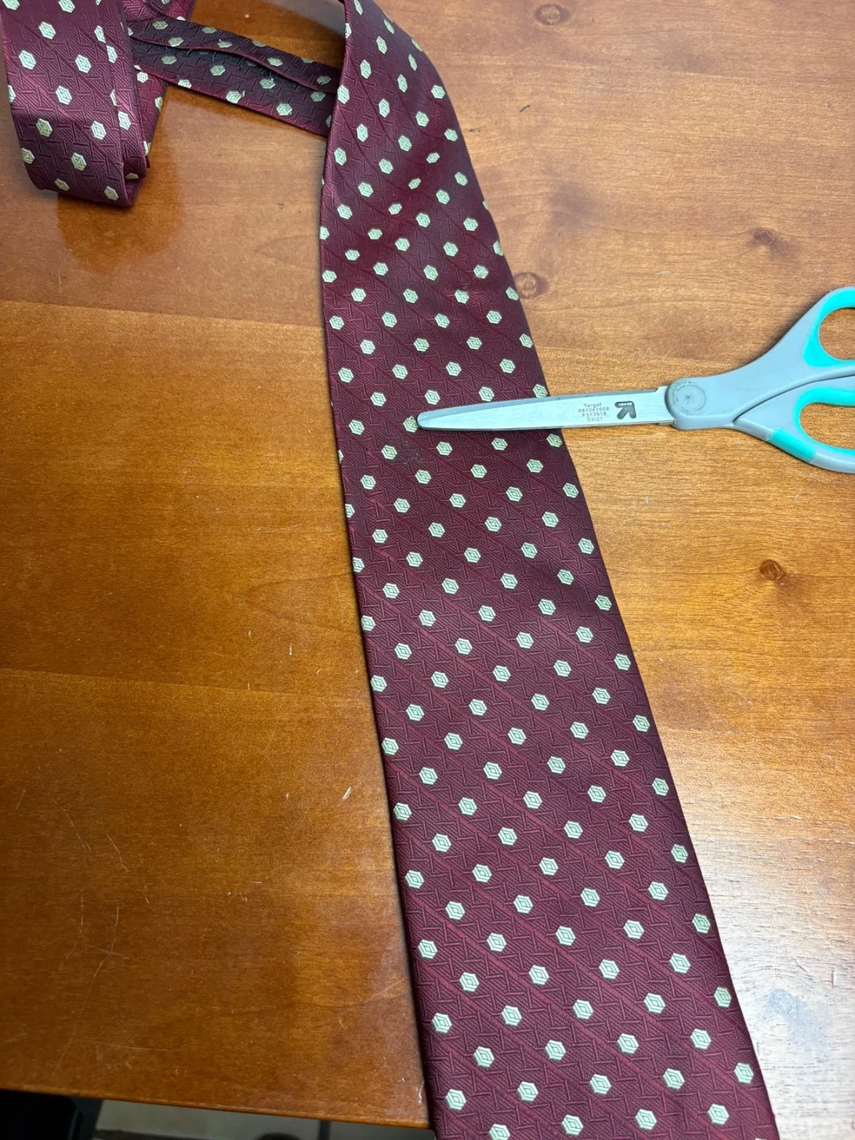 Gianni Versace Silk Tie Burgundy Red Geometric Pattern Made in Italy – photo 7