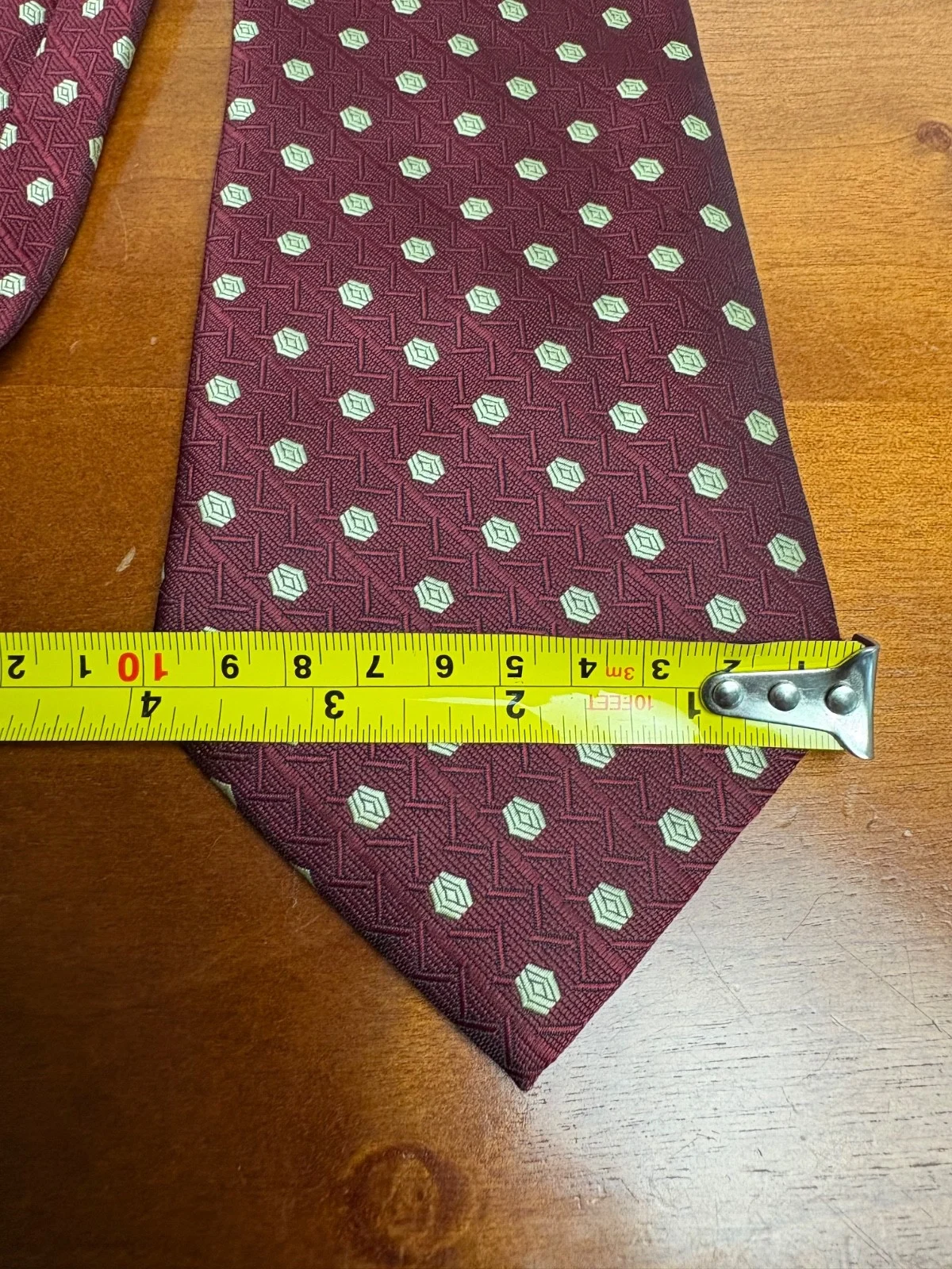 Gianni Versace Silk Tie Burgundy Red Geometric Pattern Made in Italy – photo 8