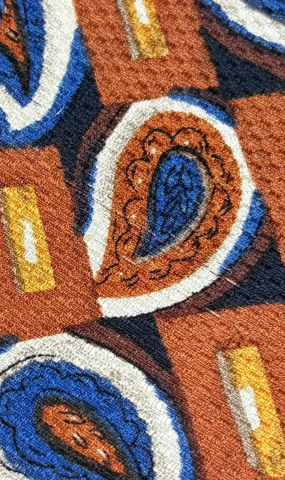 Vintage J. Riggins Hunting Horn Silk Tie Brown Blue Paisley Geometric – photo 14