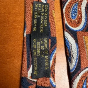 Vintage J. Riggins Hunting Horn Silk Tie Brown Blue Paisley Geometric – photo 4