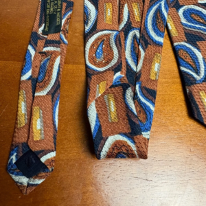 Vintage J. Riggins Hunting Horn Silk Tie Brown Blue Paisley Geometric – photo 5