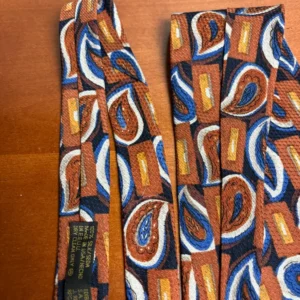 Vintage J. Riggins Hunting Horn Silk Tie Brown Blue Paisley Geometric – photo 6
