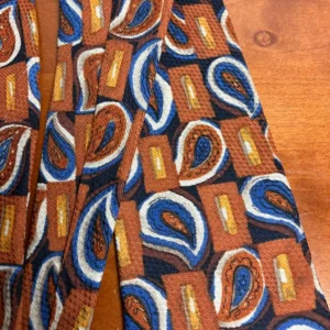Vintage J. Riggins Hunting Horn Silk Tie Brown Blue Paisley Geometric – photo 7