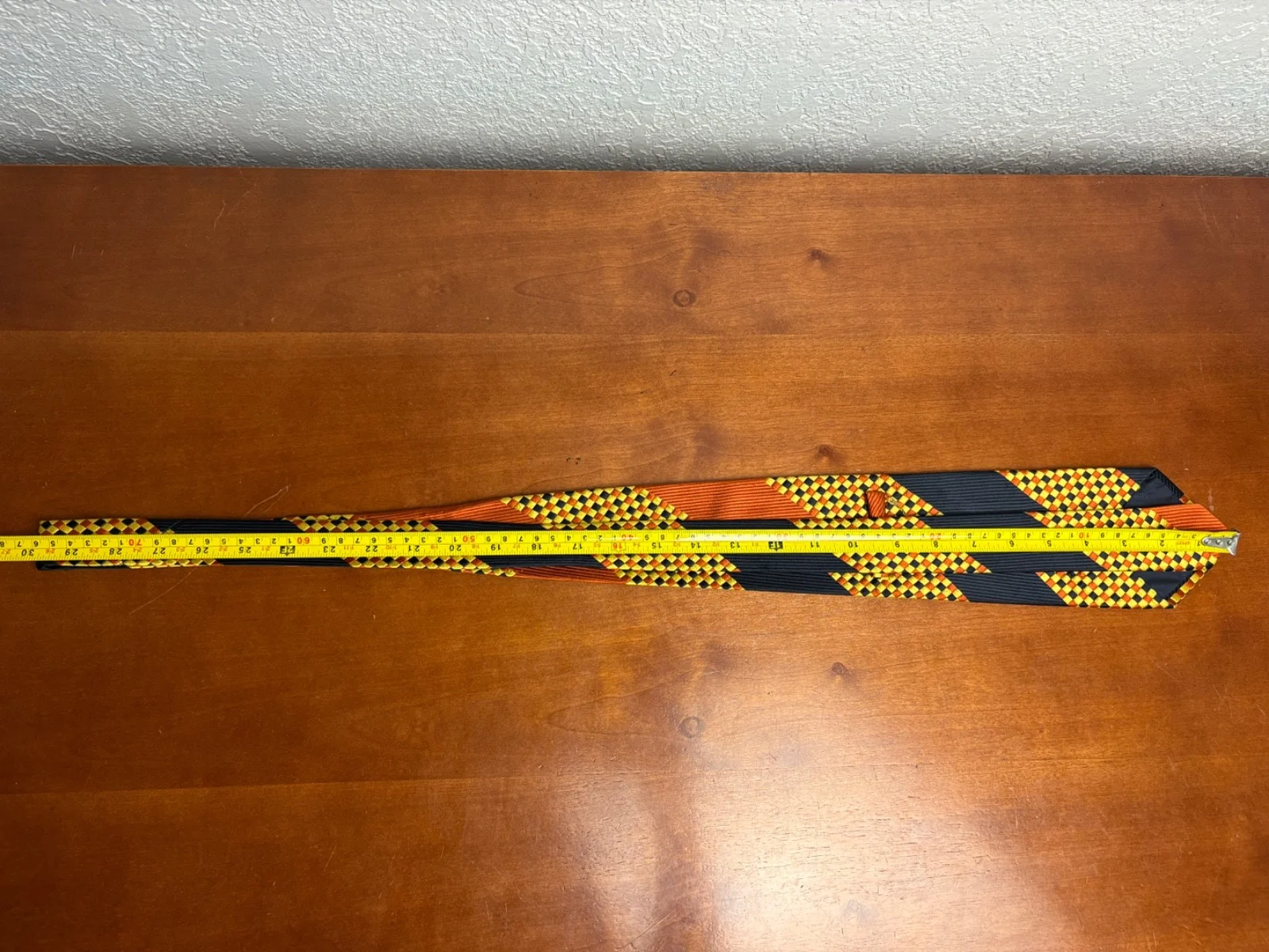 Santostefano Italy Silk Tie Mens Navy Blue Yellow Orange Geometric Check Stripe – photo 16