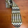 Emilio Romano Italy Silk Tie Geometric Art Deco Gold Purple Black White Handmade