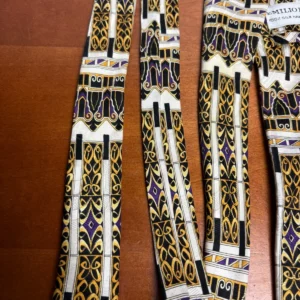 Emilio Romano Italy Silk Tie Geometric Art Deco Gold Purple Black White Handmade – photo 10