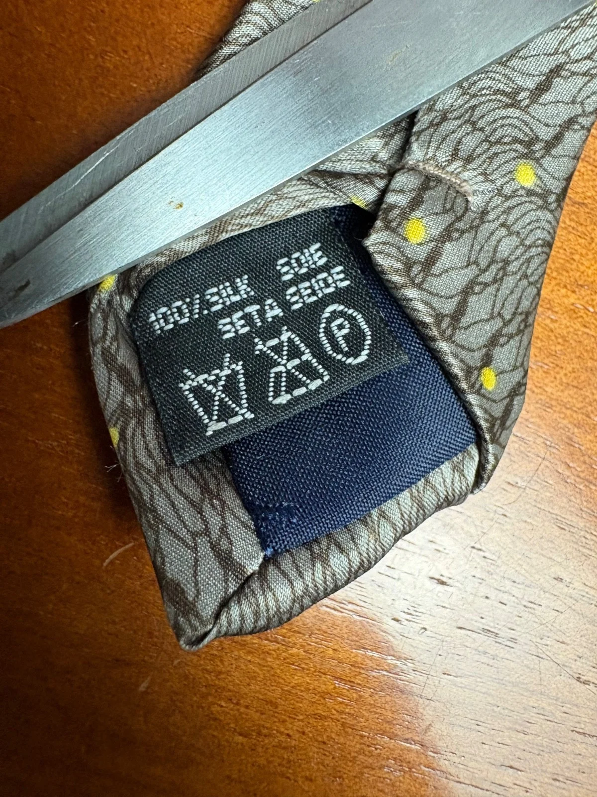 Versace Classic V2 Silk Tie Gray Yellow Polka Dot Medusa Logo Made In Italy – photo 5