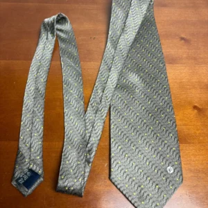 Versace Classic V2 Silk Tie Gray Yellow Polka Dot Medusa Logo Made In Italy – photo 6