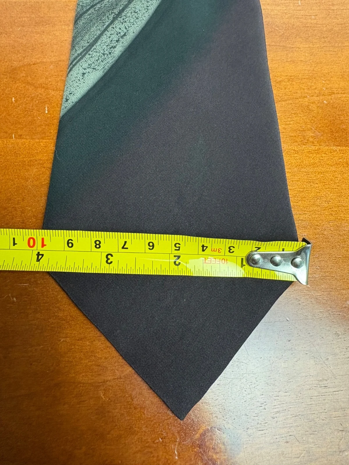 M.R. Murphy Hand Painted Silk Tie Vintage Sage Green Black Abstract Geometric – photo 3