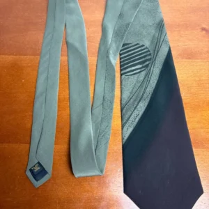 M.R. Murphy Hand Painted Silk Tie Vintage Sage Green Black Abstract Geometric – photo 5