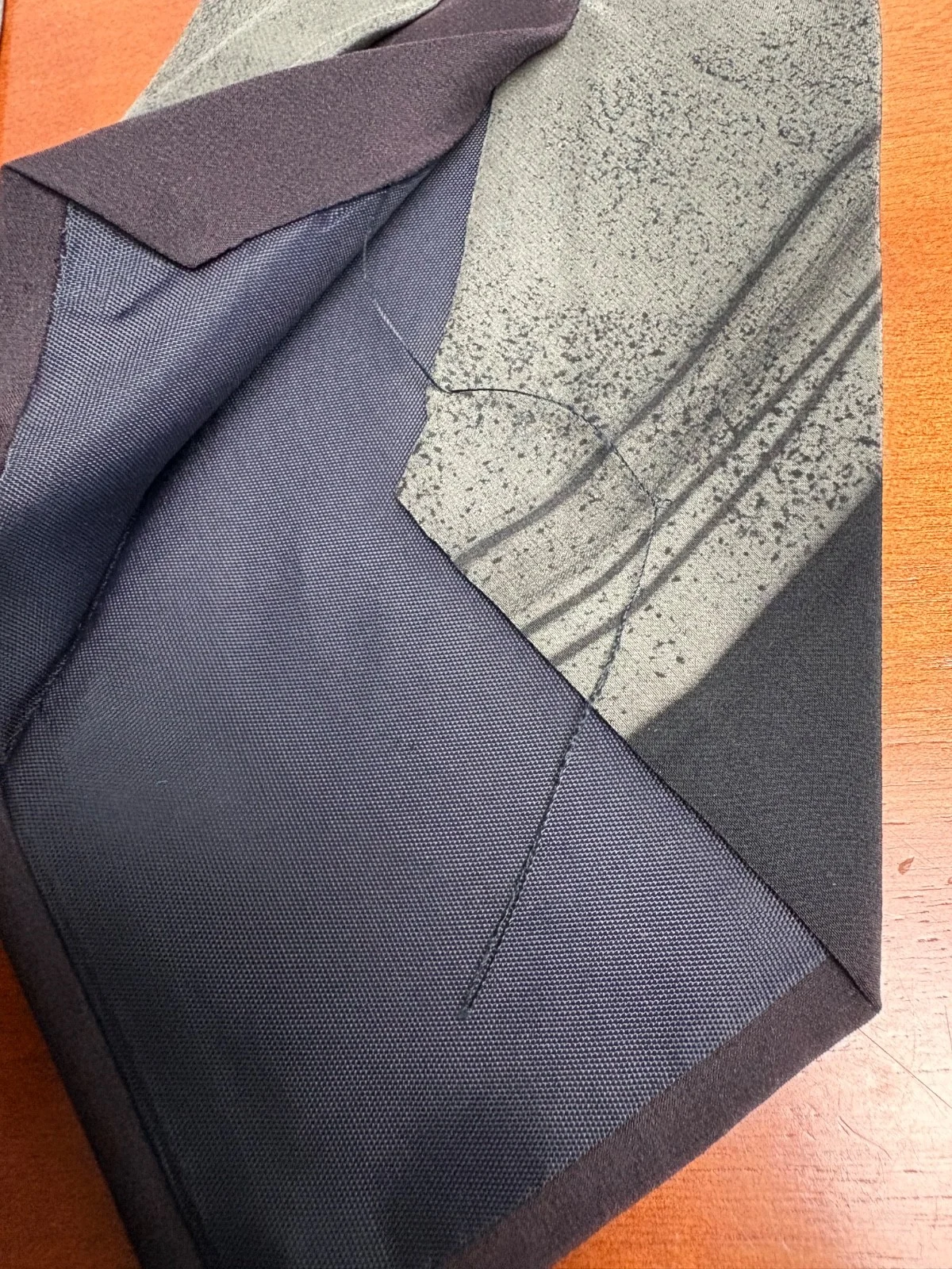 M.R. Murphy Hand Painted Silk Tie Vintage Sage Green Black Abstract Geometric – photo 6