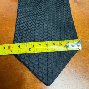 Enrico Venturi Italy Men's Black Textured Geometric Diamond 100% Silk Necktie – photo 3