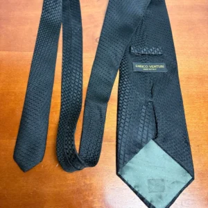 Enrico Venturi Italy Men's Black Textured Geometric Diamond 100% Silk Necktie – photo 6