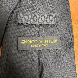 Enrico Venturi Italy Men's Black Textured Geometric Diamond 100% Silk Necktie – photo 8