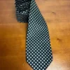 Enrico Venturi Italy Silk Tie Black Silver Check Pattern Woven Geometric