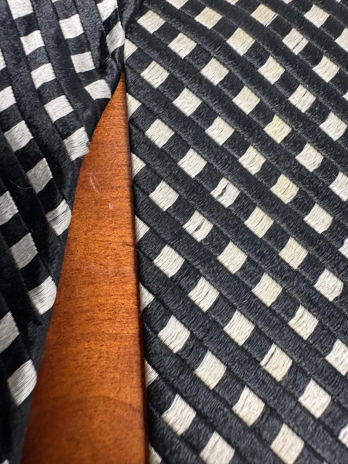 Enrico Venturi Italy Silk Tie Black Silver Check Pattern Woven Geometric – photo 10