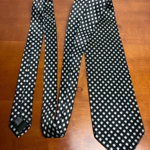 Enrico Venturi Italy Silk Tie Black Silver Check Pattern Woven Geometric – photo 9