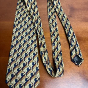 HUGO BOSS Silk Tie Gold Navy Blue Red Abstract Pattern 3.75 – photo 10