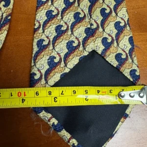 HUGO BOSS Silk Tie Gold Navy Blue Red Abstract Pattern 3.75 – photo 4