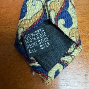 HUGO BOSS Silk Tie Gold Navy Blue Red Abstract Pattern 3.75 – photo 8