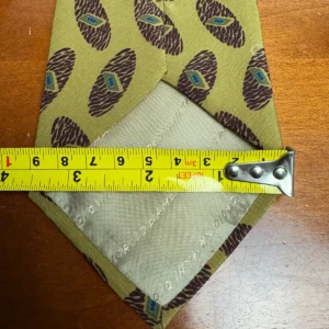 Giorgio Armani Cravatte Silk Tie Made in Italy Olive Green Geometric Oval Print – photo 3