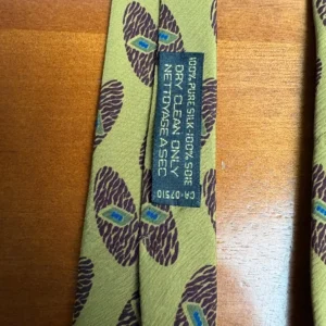 Giorgio Armani Cravatte Silk Tie Made in Italy Olive Green Geometric Oval Print – photo 5