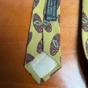 Giorgio Armani Cravatte Silk Tie Made in Italy Olive Green Geometric Oval Print – photo 6